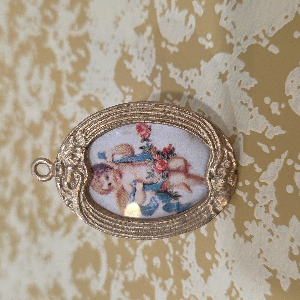 Miniature Dollhouse Gold Angel Picture Frame Charms 70s - Picture 5 of 9